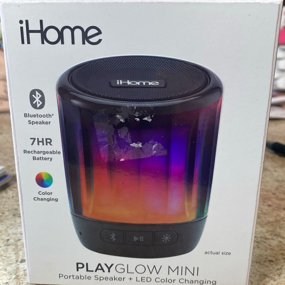 iHome New in Sealed Box Playglow Mini Portable Bluetooth Color Changing Speaker